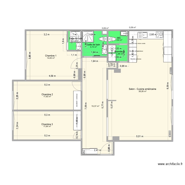 OSB PROJET. Plan de 11 pièces et 101 m2