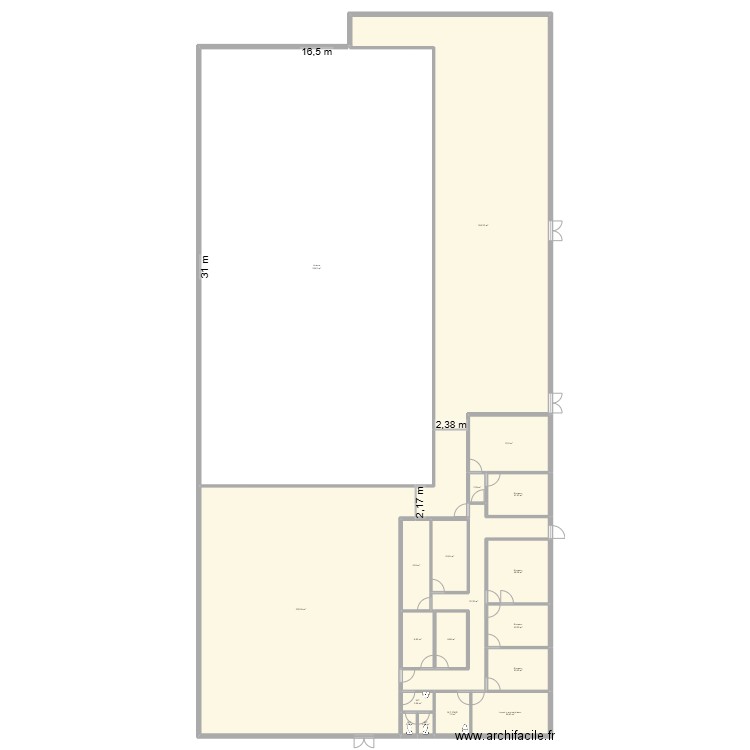 Local Eva Kaligone. Plan de 19 pièces et 1213 m2