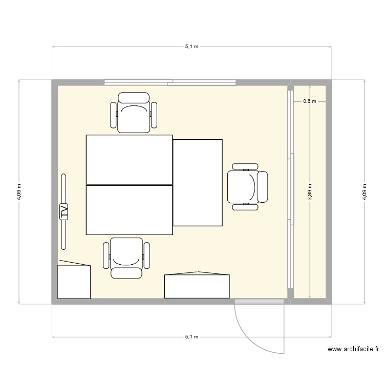 bureau caro. Plan de 2 pièces et 19 m2