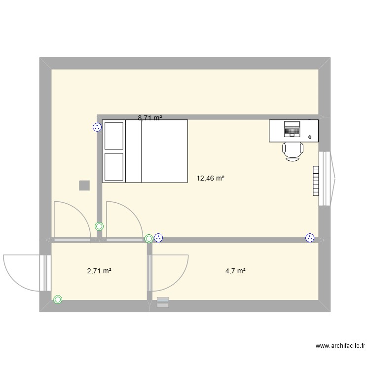 garage chambre. Plan de 4 pièces et 29 m2