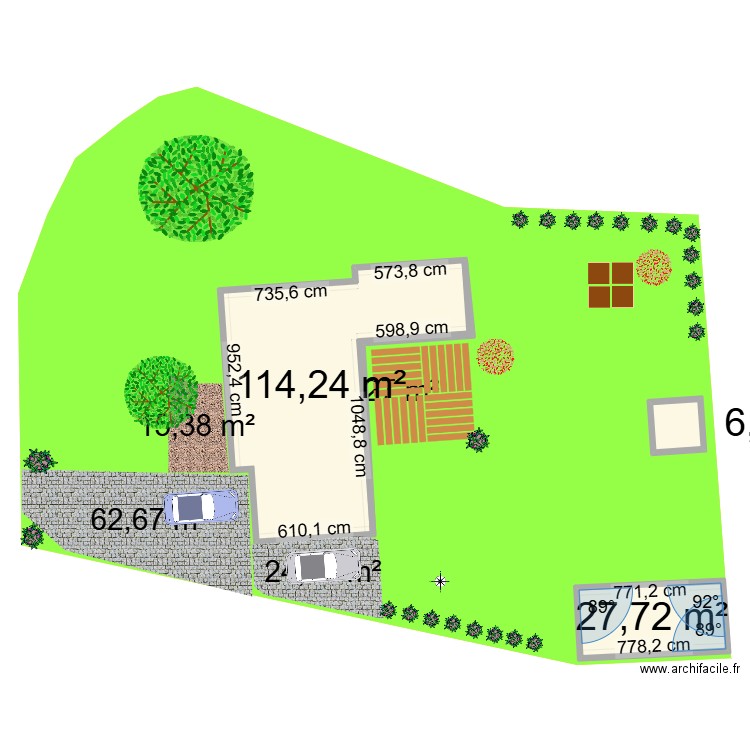 plan garage fond du jardin sans piscine. Plan de 3 pièces et 148 m2