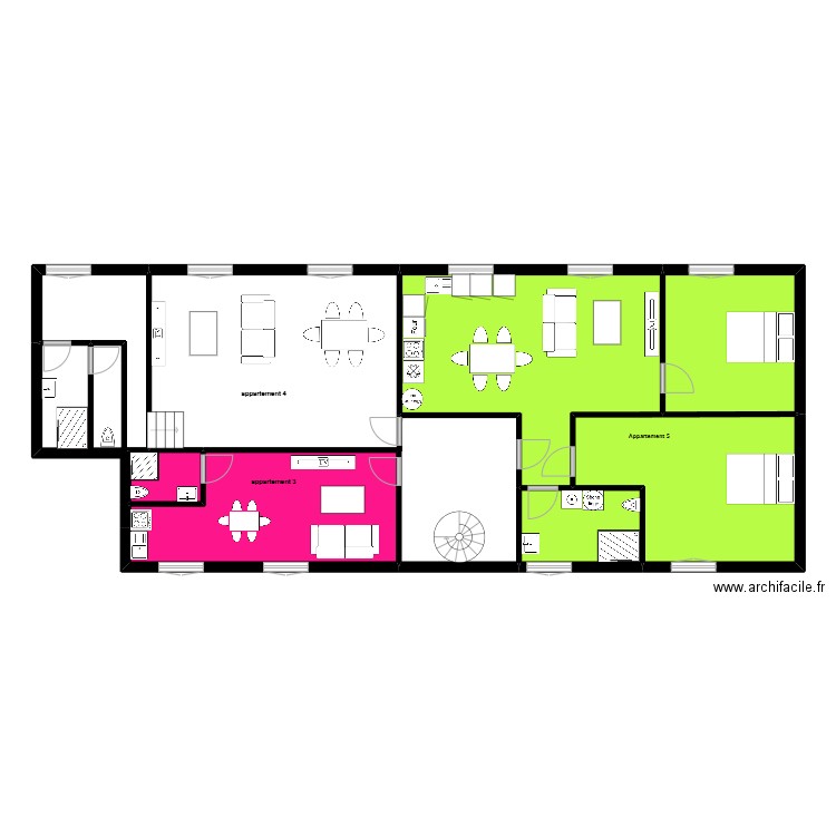 pontivy rez de chaussée. Plan de 6 pièces et 93 m2