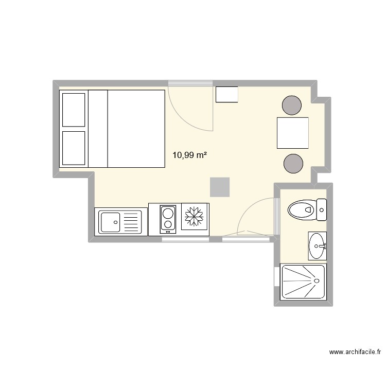 53 Piat. Plan de 2 pièces et 13 m2