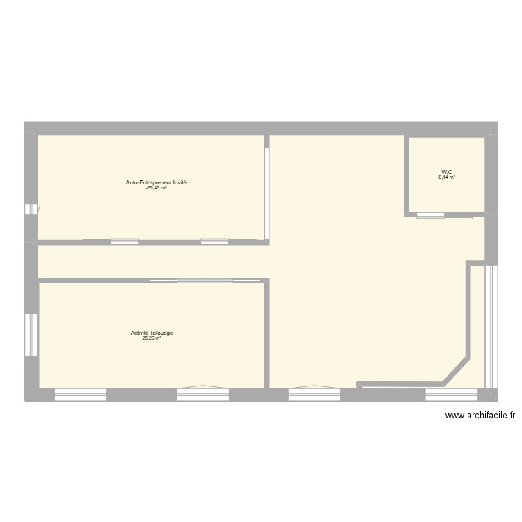 plan. Plan de 3 pièces et 57 m2