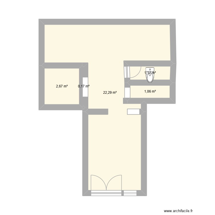 lyses. Plan de 5 pièces et 27 m2