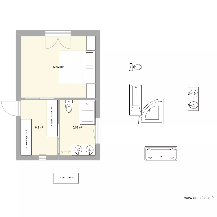 suite P2. Plan de 