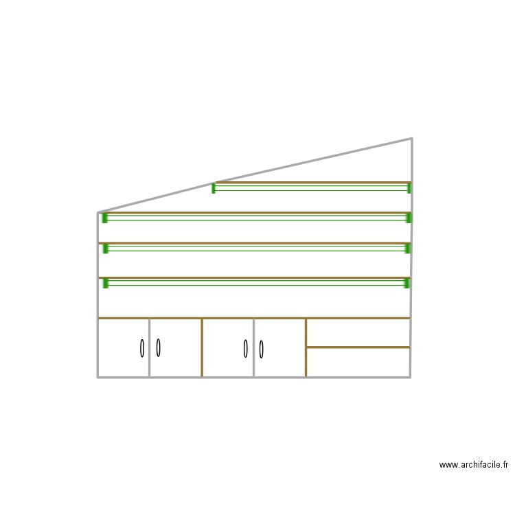 mur latéral du séjour coté bureau (définitif). Plan de 11 pièces et 6 m2