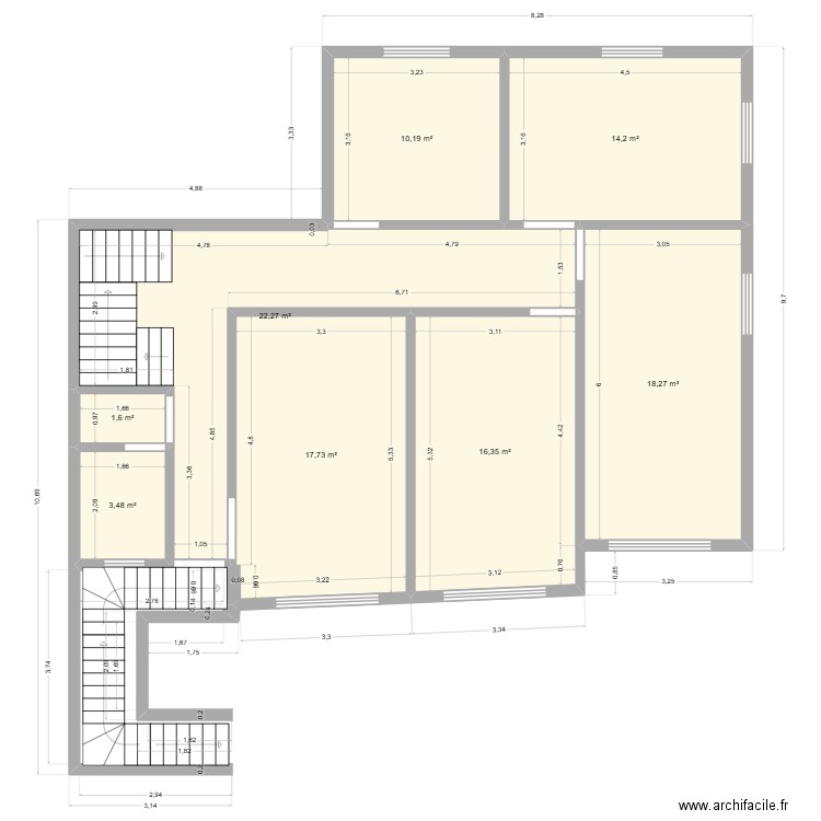 PLAN 4. Plan de 8 pièces et 104 m2