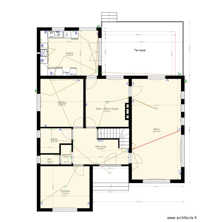 41 r latour rez - Veranda avec cotes 02-2024. Plan de 12 pièces et 111 m2
