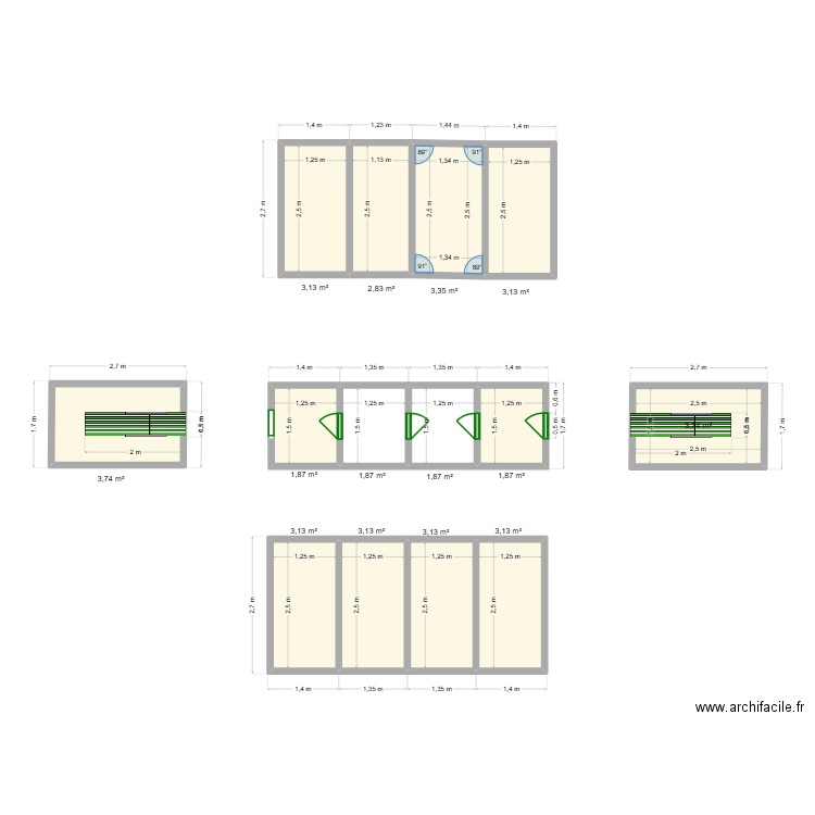 OCP UNITE DE DECONTAMINATION. Plan de 14 pièces et 40 m2