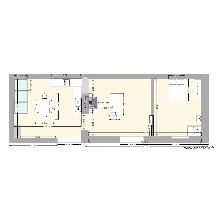 plan masse chez Armand. Plan de 1  et 77 m²