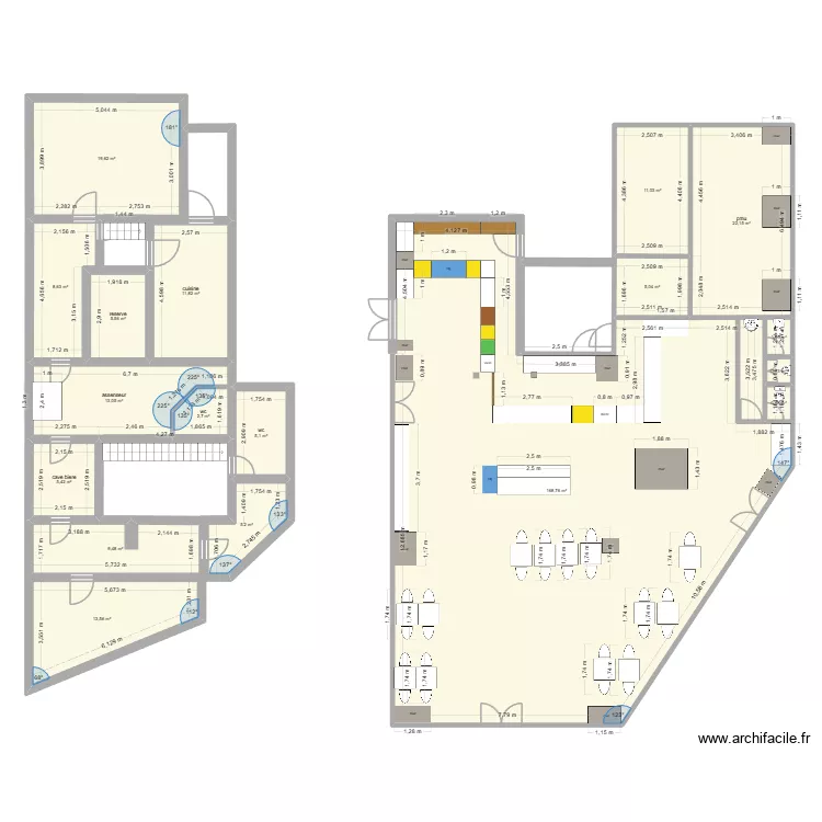 tabac nanterre 2. Plan de 18 pièces et 310 m²