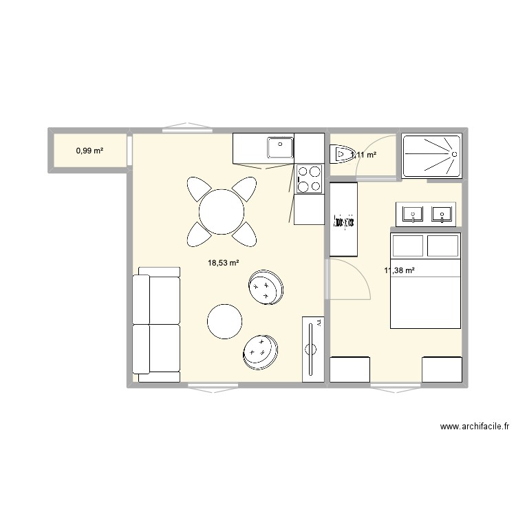 Theod. Plan de 4 pièces et 32 m2