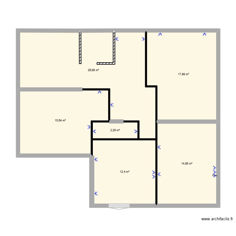 Electricité Etage - nouveau. Plan de 6 pièces et 90 m2