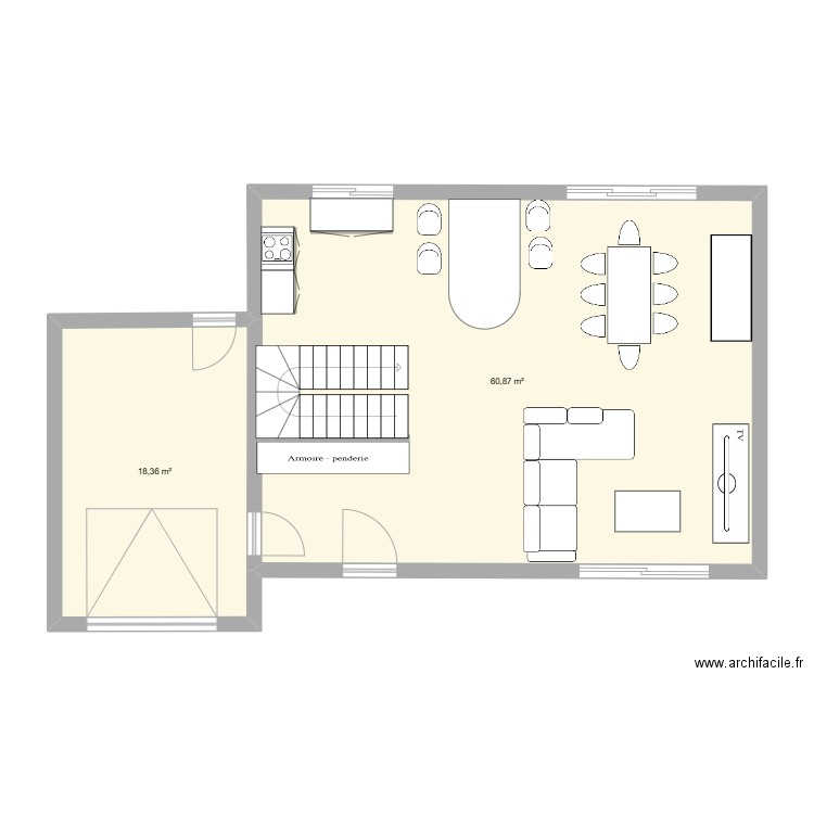 maison. Plan de 2 pièces et 79 m2