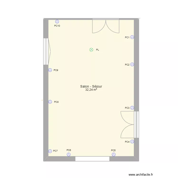 Salon. Plan de 1 et 32 m² Salon. Plan de 1 et 32 m²