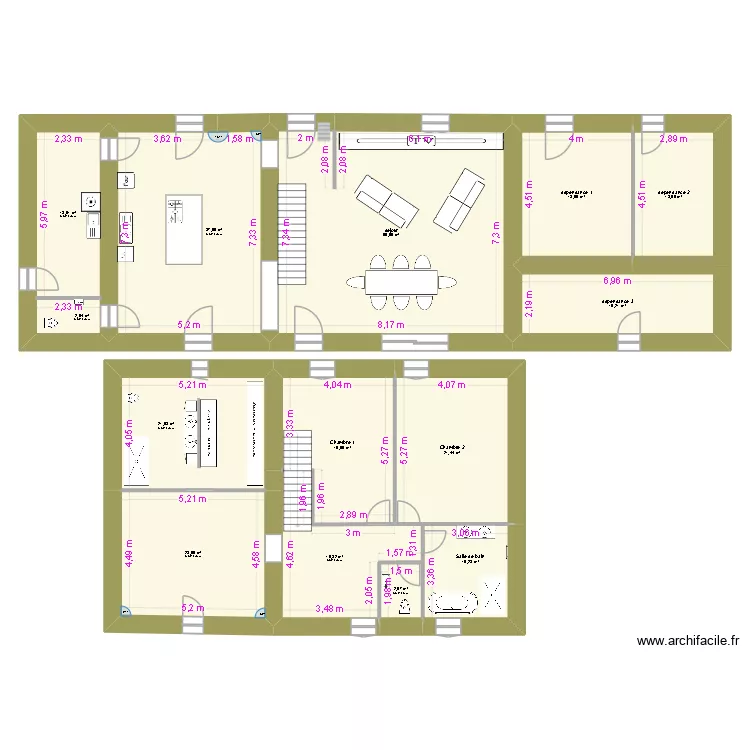 maison 2. Plan de 14  et 275 m²