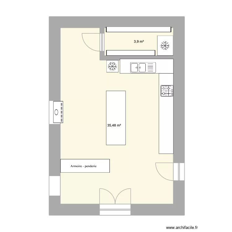 Cuisine. Plan de 2 et 39 m² Cuisine. Plan de 2 et 39 m²