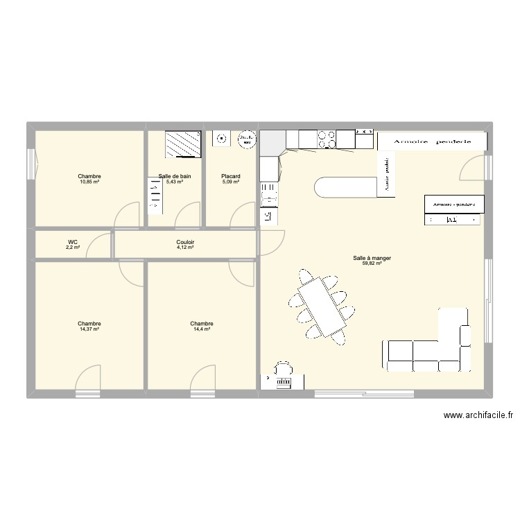 maison du vaudoué. Plan de 8 pièces et 116 m2