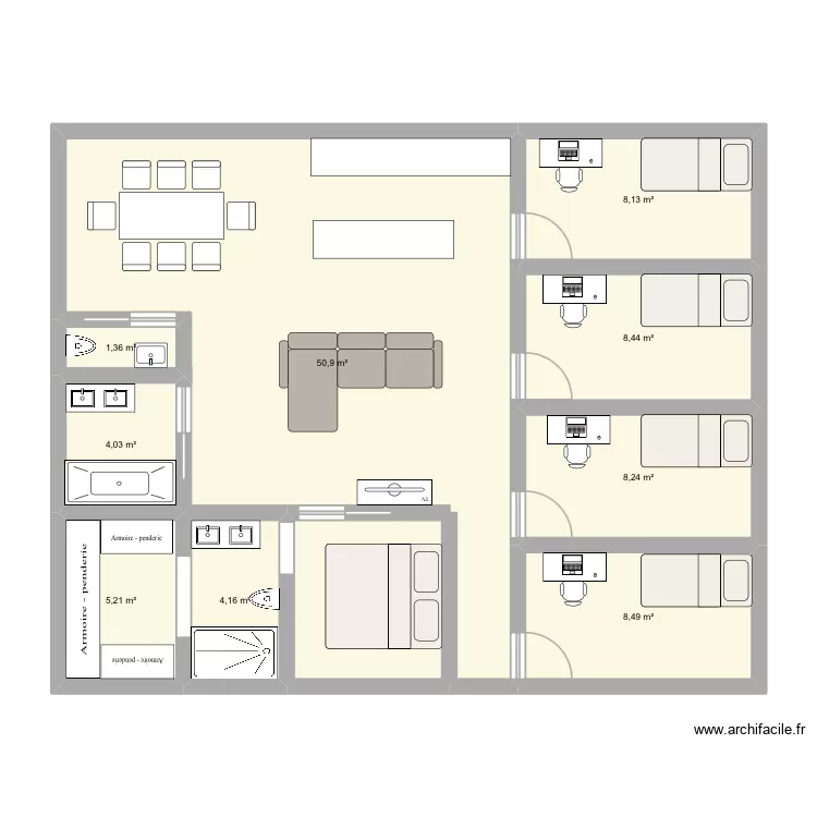 Plan maison 4 containers. Plan de 9 Pièces et 99 m²