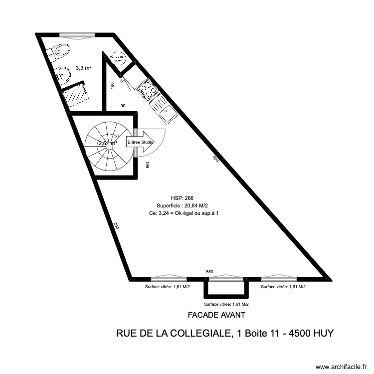 coll&eacute;giale 1. Plan de 4 pièces et 25 m²