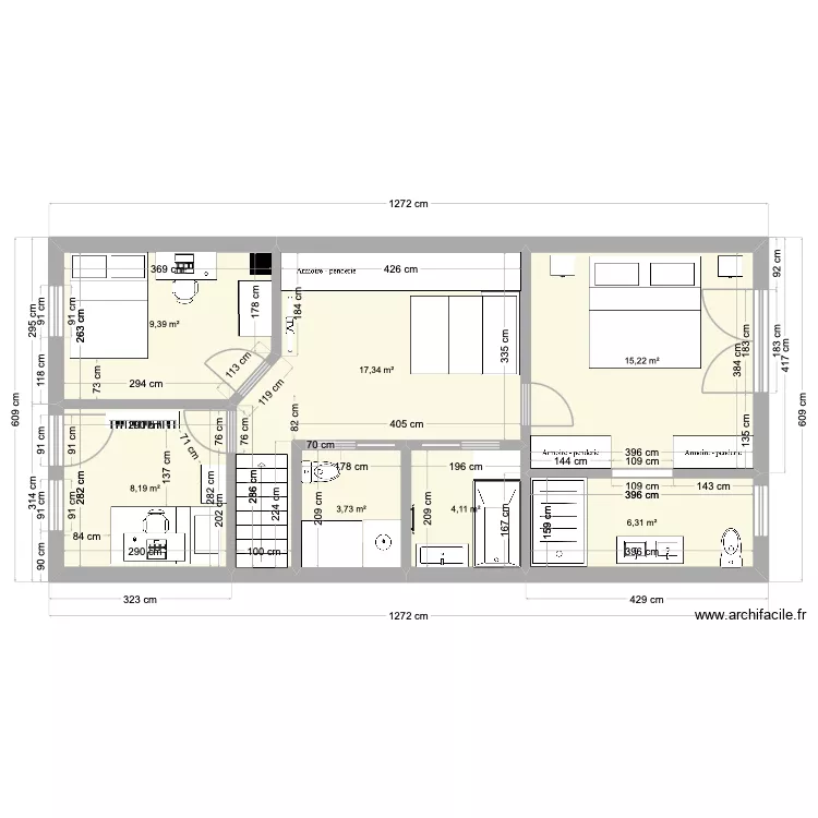 Fabien et Marie 5. Plan de 7  et 64 m²