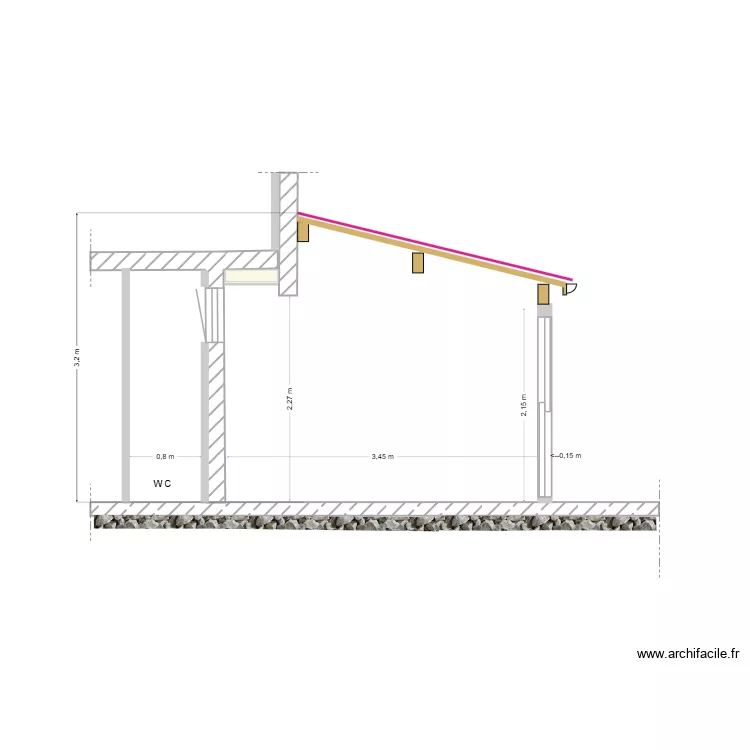 coupe A A sur d'entrée. Plan de coupe A A sur d'entrée. Plan de