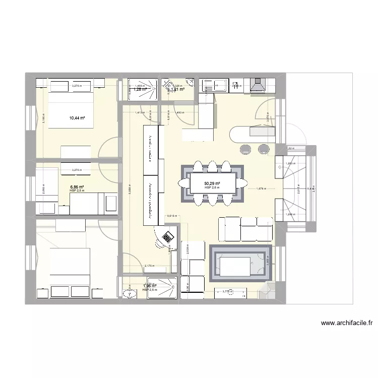 plan garage + &eacute;tage 2. Plan de 11 pièces et 156 m²