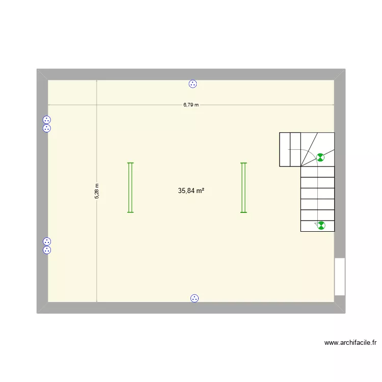 2EME &eacute;tage mesures. Plan de 1  et 36 m²
