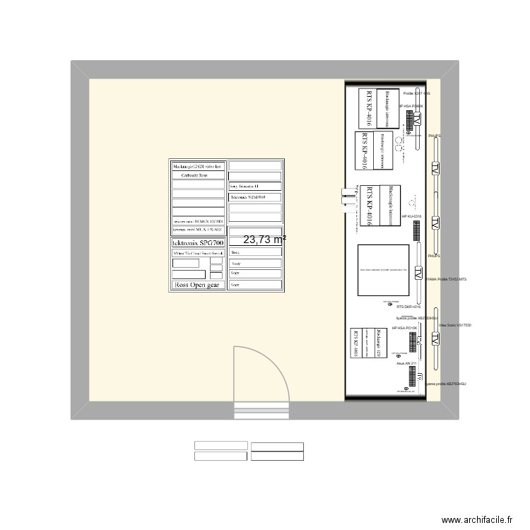 Plan 2D Régie. Plan de 1 pièce et 24 m2