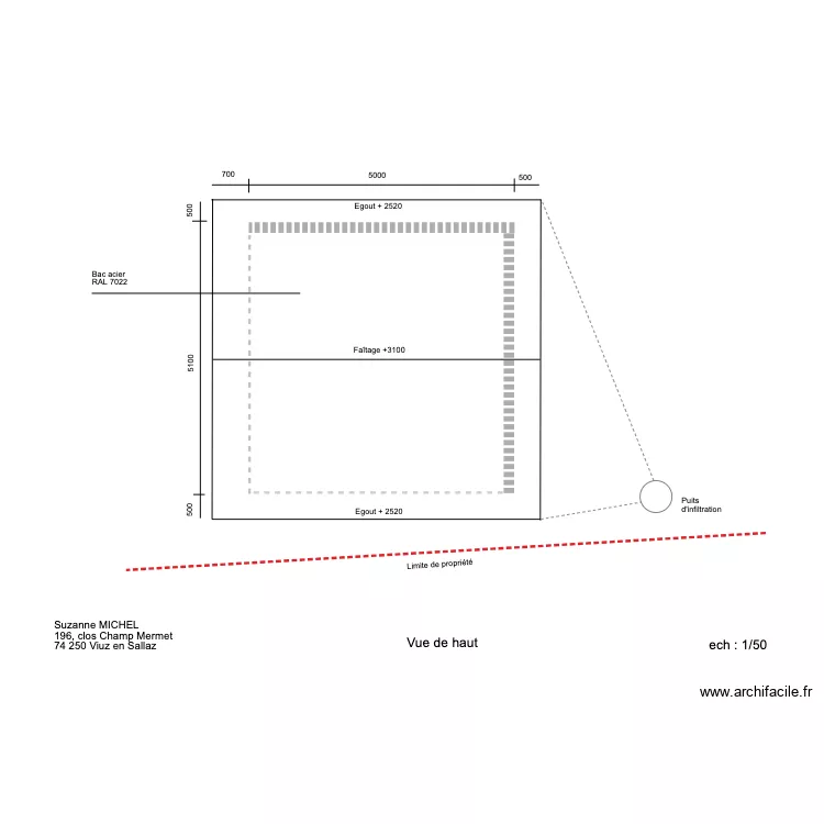 Vue de haut. Plan de 