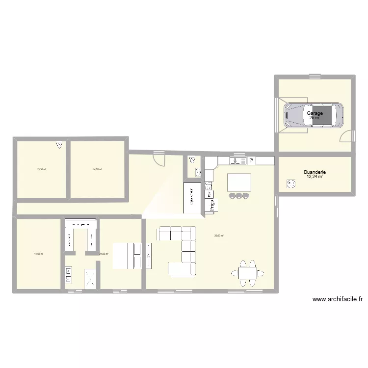 Pl&eacute;. Plan de 7  et 164 m²
