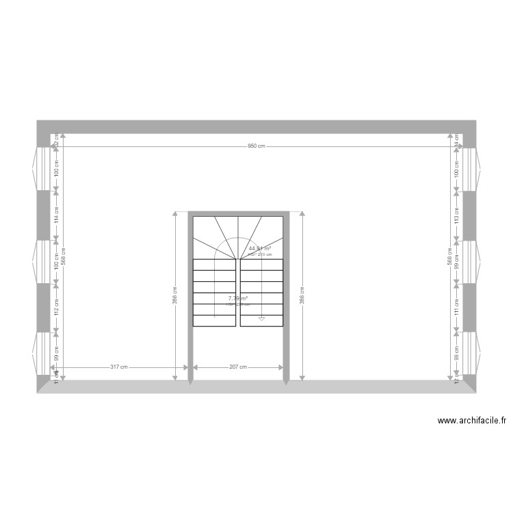 R1-base. Plan de 2 pièces et 53 m2