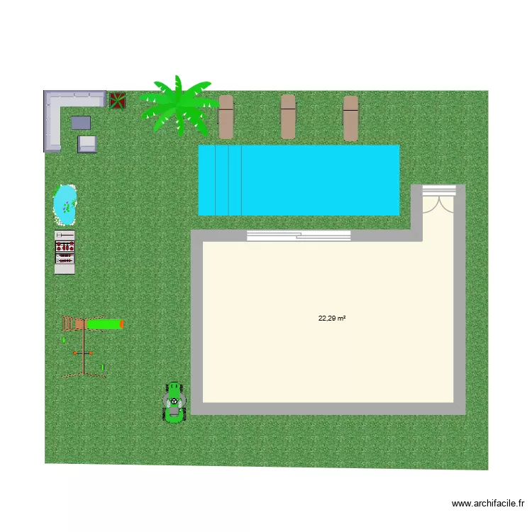 jardin de reve. Plan de 1  et 22 m²