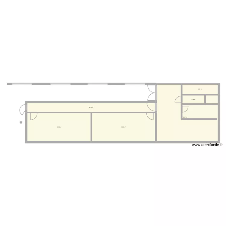 halle. Plan de 6  et 160 m²