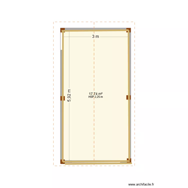 garage. Plan de 1  et 18 m²