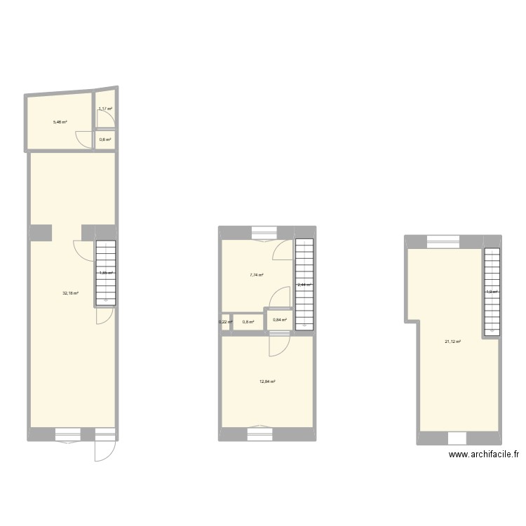 Maison Dejean. Plan de 13 pièces et 89 m2