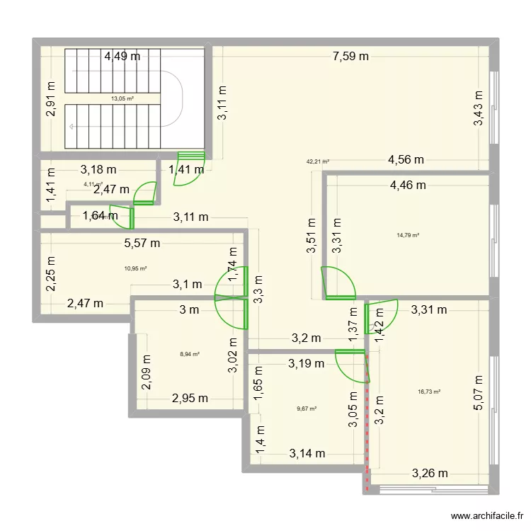 Bz11. Plan de 9  et 122 m²