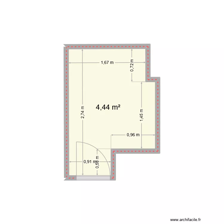 Salle de bains. Plan de 1  et 4 m²