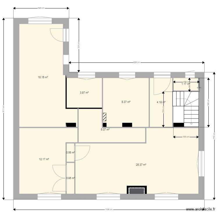 Maison Francheville le bas. Plan de 10 pièces et 81 m2