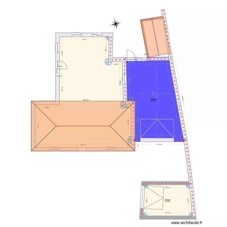 Projet GARAGE N'KAOUA. Plan de 3  et 144 m²