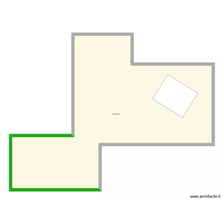 Boutique. Plan de 1 Pièce et 147 m²