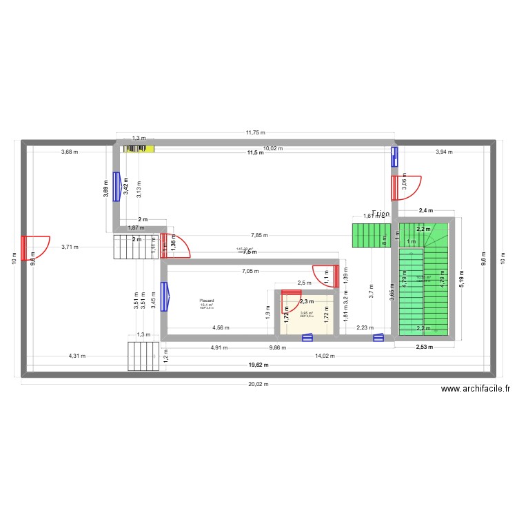 Plan01 Maison Rades sans meuble. Plan de 4 pièces et 176 m2