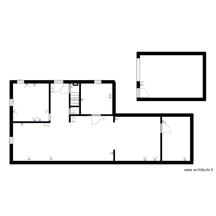 pppp. Plan de 4 pièces et 43 m2