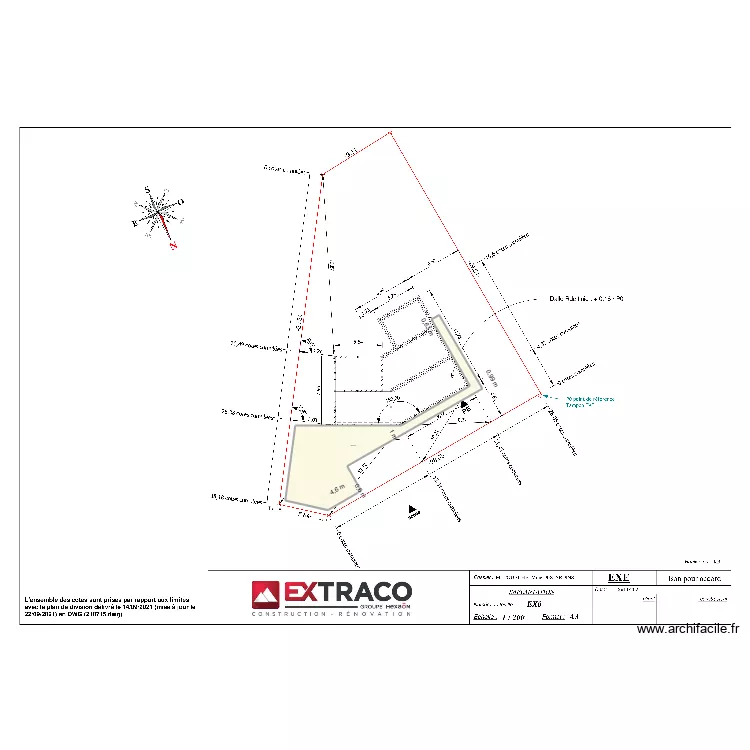 touach terrase. Plan de 1  et 100 m²