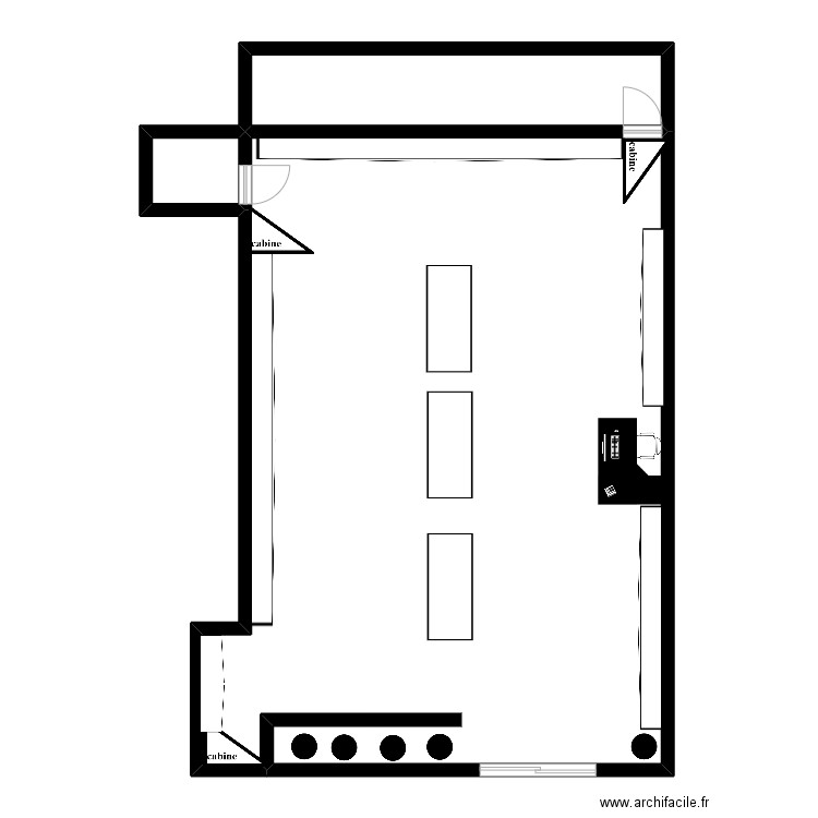 plan espace boutique. Plan de 3 pièces et 127 m2