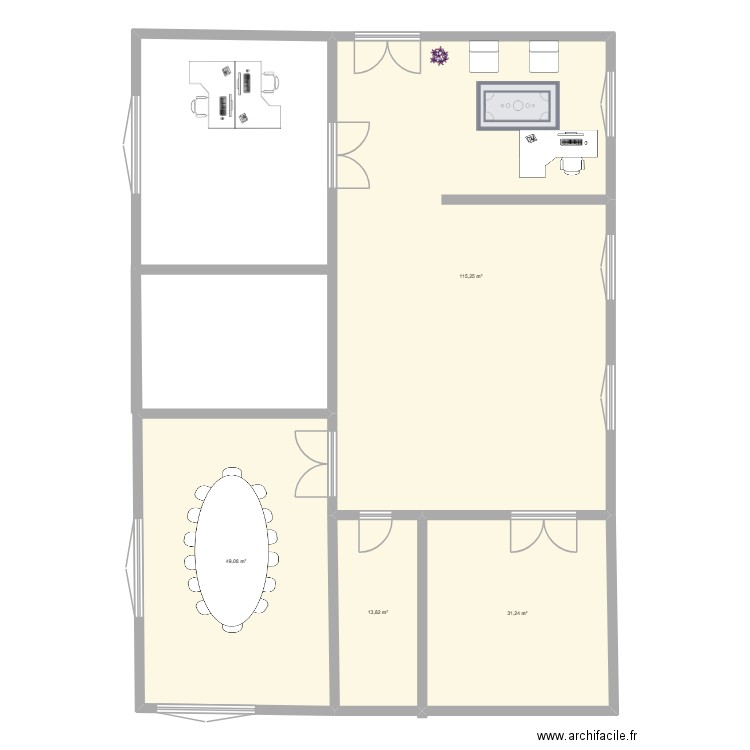 Art appliquer. Plan de 4 pièces et 209 m2