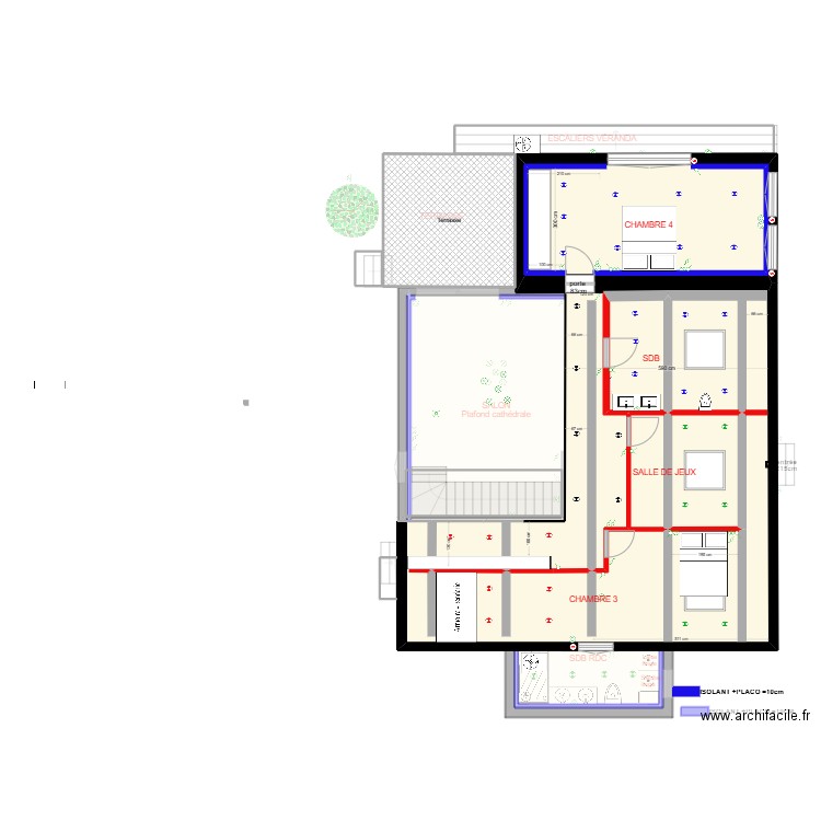 Plan PDC V7 éclairage. Plan de 22 pièces et 264 m2
