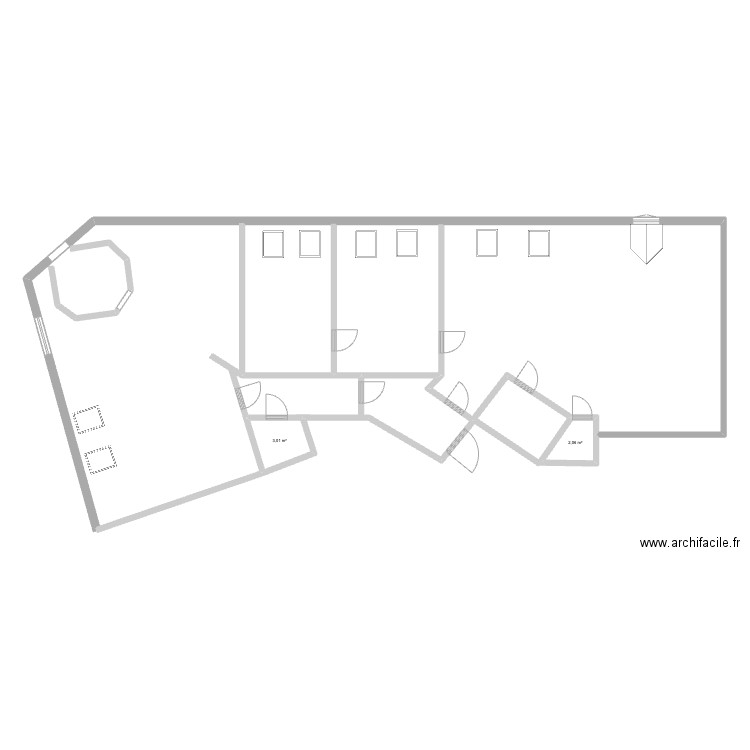 D22 V1. Plan de 2 pièces et 5 m2