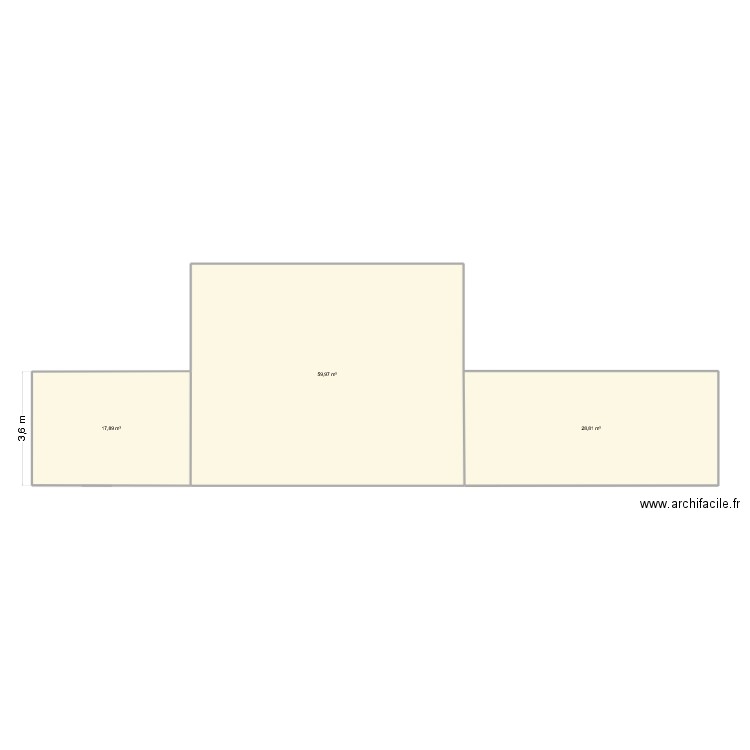Façade. Plan de 3 pièces et 107 m2
